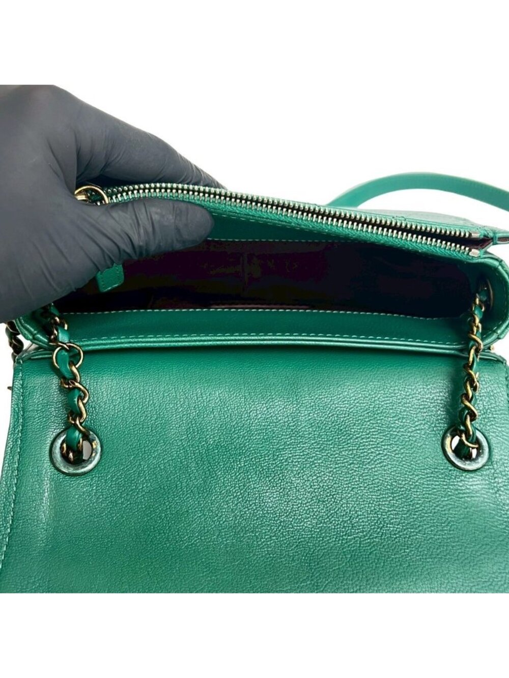 Chanel Card Seal Number 23 Coco Cab Jumbo CC Logo Calf Leather Chain Shoulder - Picture 7 of 8